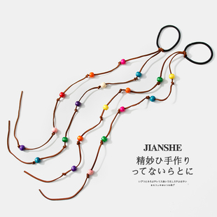 儿童彩色串珠发圈女童民族风头绳橡皮筋扎马尾高弹力发绳日韩头饰