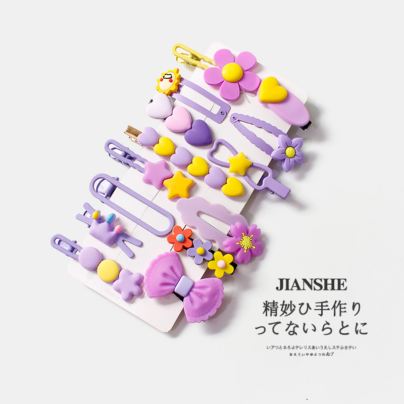 儿童多巴胺彩色刘海发夹套装女童