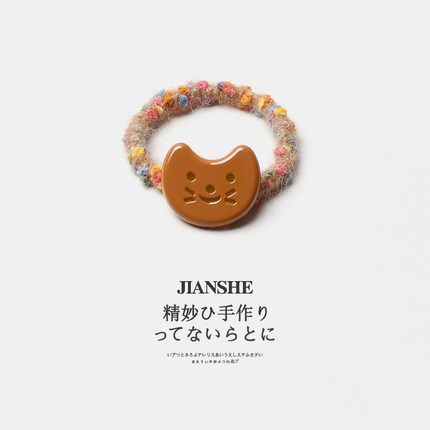 可爱猫咪小鱼毛绒发圈秋冬新款扎头发皮筋甜美不伤发头绳发绳头饰