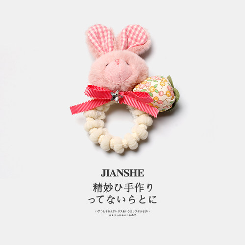 韩国儿童毛绒兔子发圈小熊头绳女