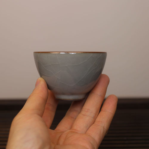 格昌手工天青汝窑主人杯开片可养