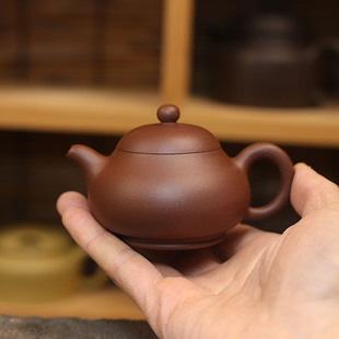 格昌 柿圆紫砂茶壶原矿底潮青50目内推球孔125CC何老师半手工精制