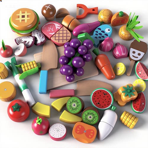 儿童厨房过家家玩具木制磁铁水果切切乐仿真蔬菜切切看亲子玩具