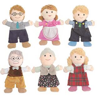 玩具娃娃人物教具互动家庭成员能动手套套手职业嘴巴玩具英语手偶