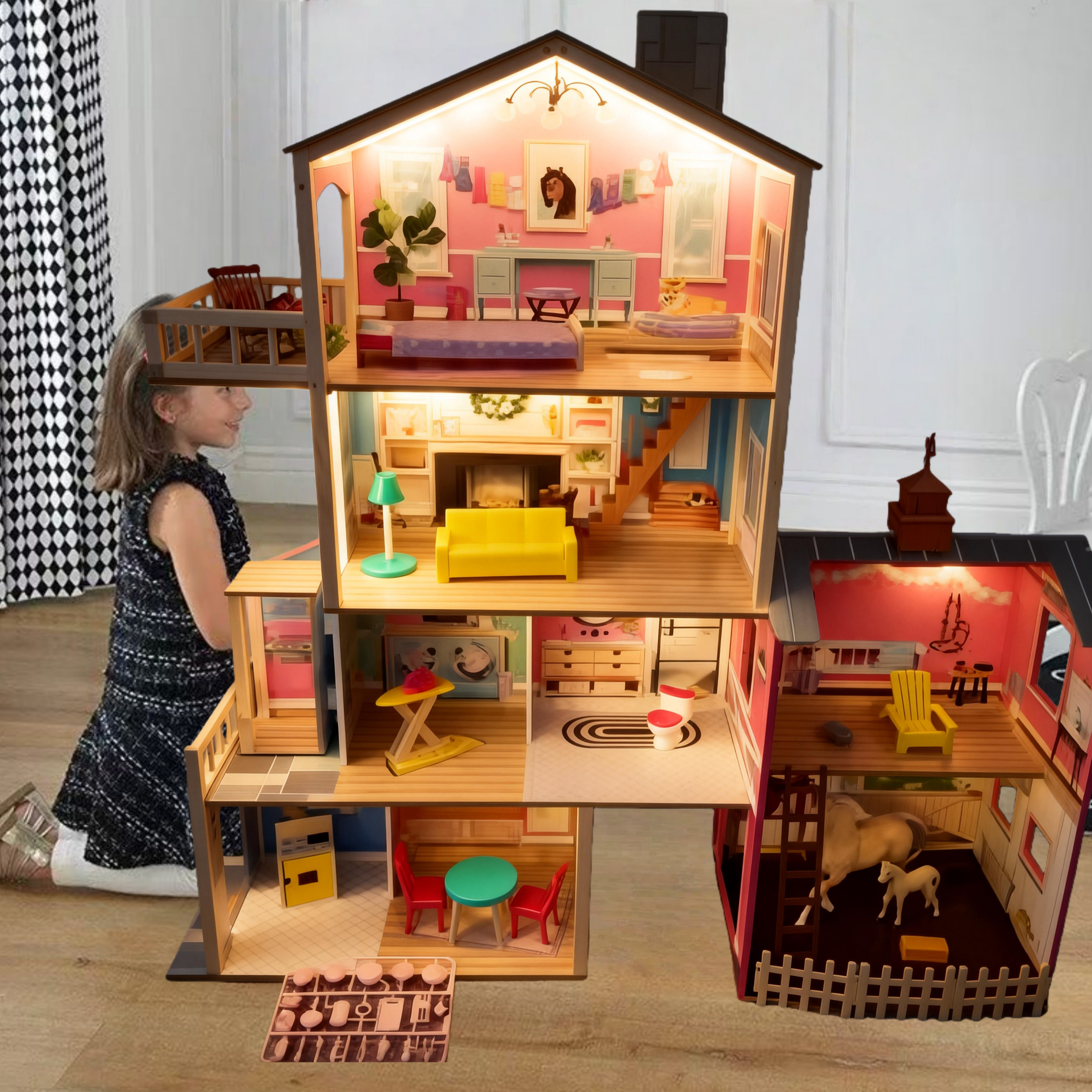 超高儿童过家家小房子玩具屋积木小屋拼装玩具生日礼物套装