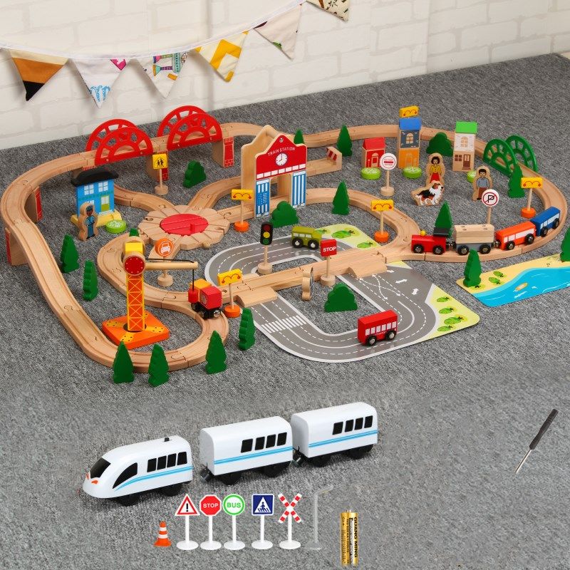 儿童动脑遥控木制电动轨道玩具益智木质轨道小火车超长智力套装,玩具/童车/益智/积木/模型,电动/遥控轨道,淘宝优惠券,粉丝福利购,淘宝优惠卷