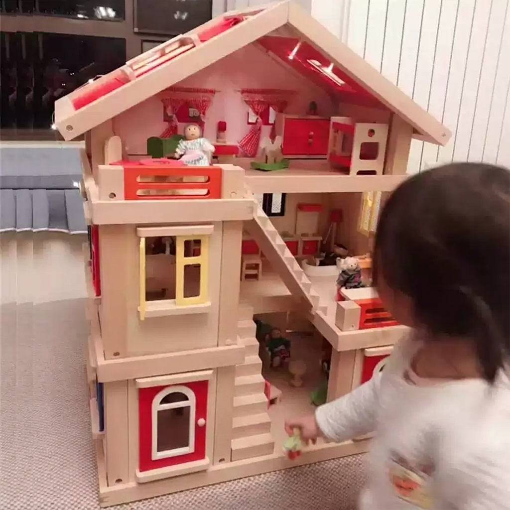 diy益智儿童玩具房子木女孩过家家公主别墅小屋幼儿园区角娃娃家