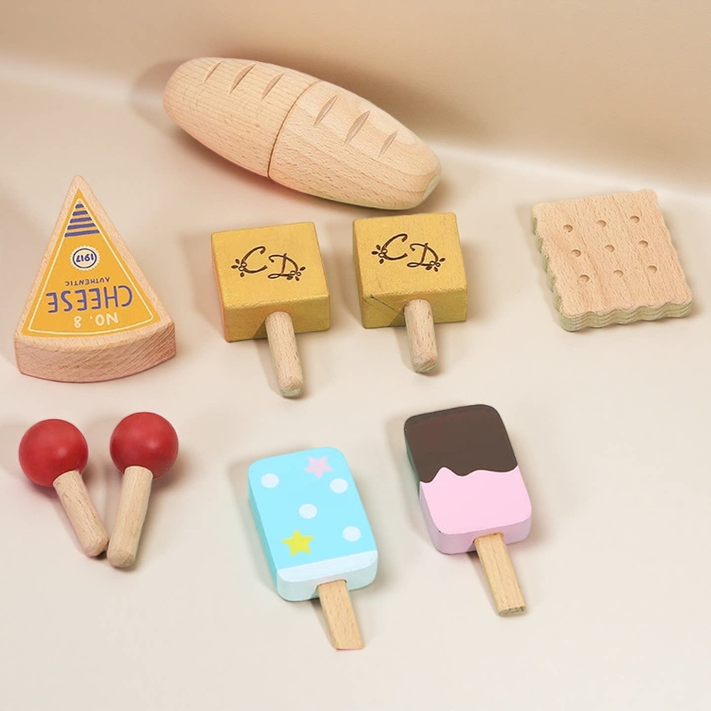 木制食物过家家仿真点心玩具下午茶套装男女宝生日礼物玩具