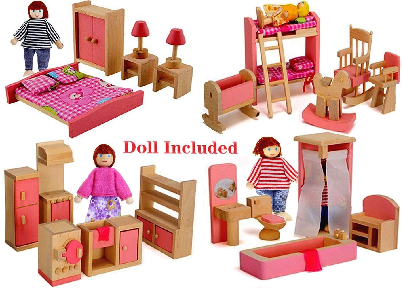 木制套装仿真迷你布娃娃益智玩具