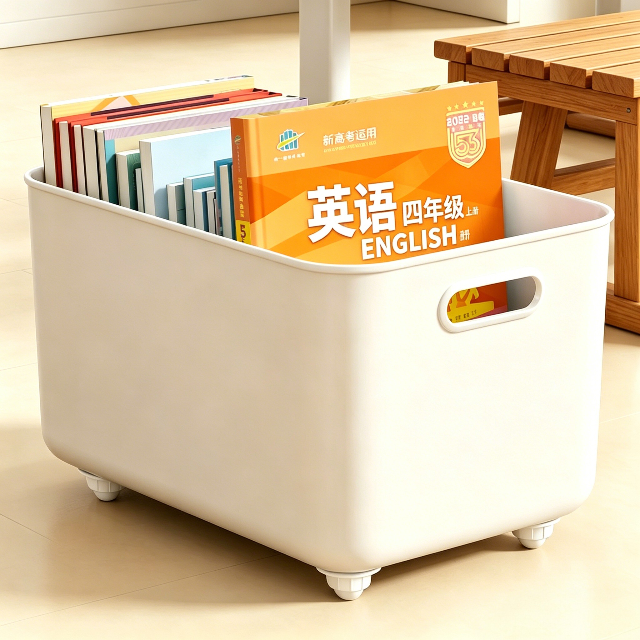 学生教室课桌下带轮书箱图片