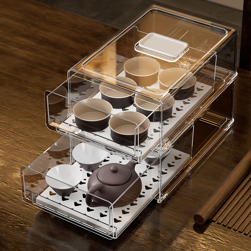 茶具收纳盒带盖防尘放大容量茶壶