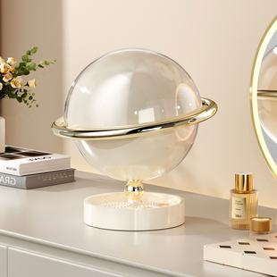 轻奢星球桌面收纳盒可爱防尘玄关摆件钥匙收纳托盘零食玩具储物盒