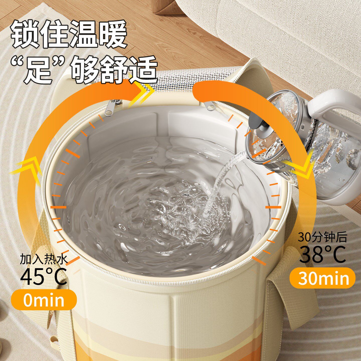 保温泡脚桶家用可折叠按摩加厚足浴桶过小腿洗脚桶便携养生泡脚袋