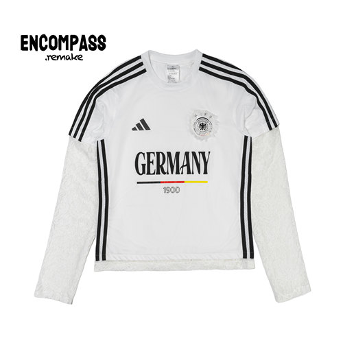 阿迪达斯球衣风蕾丝长袖T恤女