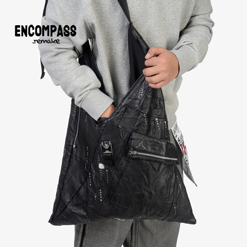Remake 手工缝制拼接单肩包 皮革梭织 日常百搭 情侣款 ENCOMPASS