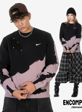 Nike Remake 铆钉做旧 不规则材质拼接 卫衣 男女同款 ENCOMPASS