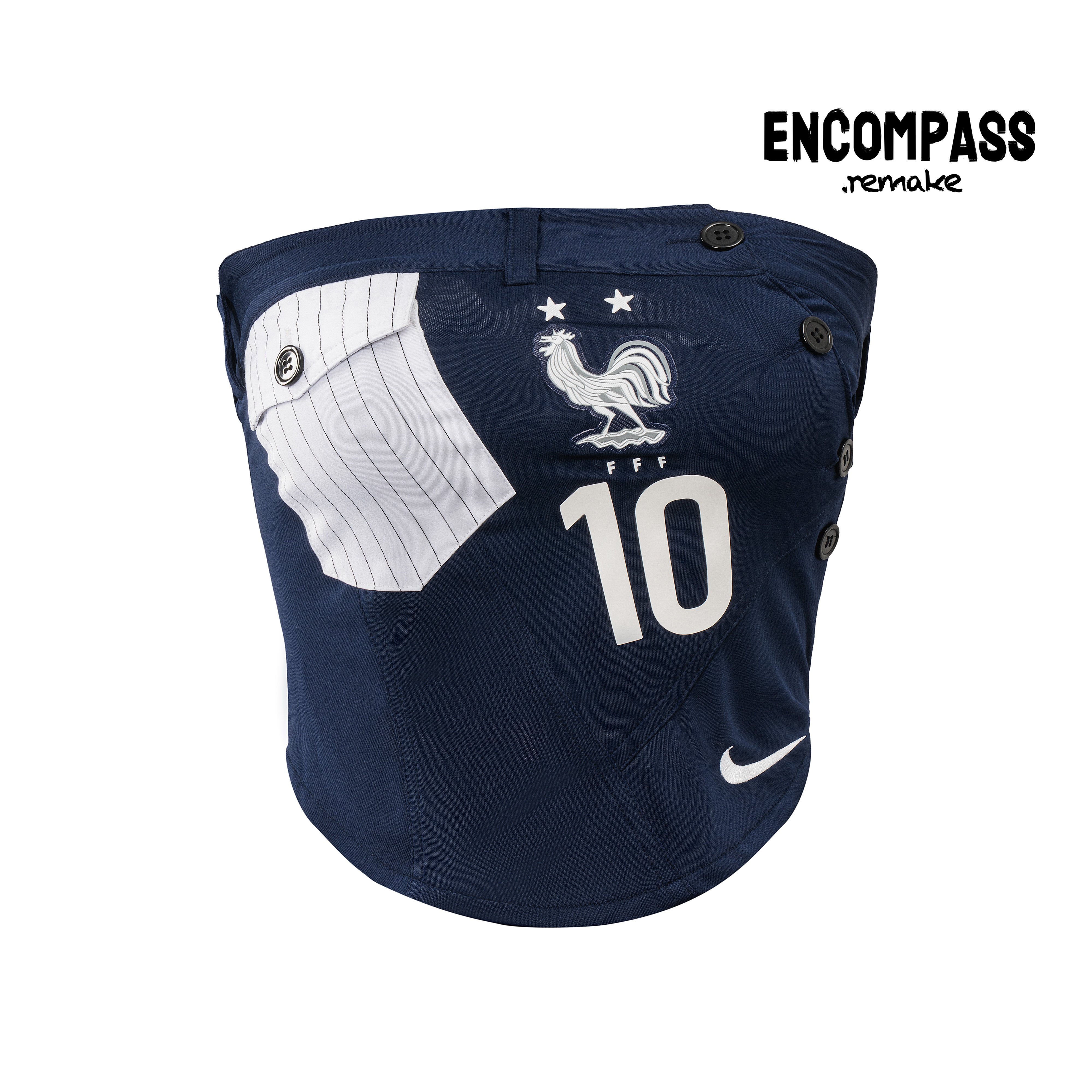 Nike/耐克 Remake 法国 足球球衣甜酷辣妹条纹束腰抹胸 ENCOMPASS