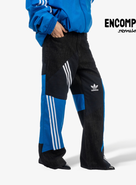 ENCOMPASS REMAKE 美式运动风 条纹拼接 撞色阔腿宽松牛仔裤 女款