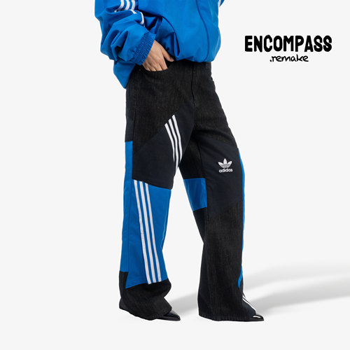 撞色宽松阔腿运动裤女