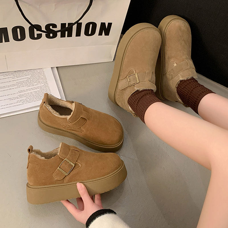 厚底加绒勃肯鞋女保暖雪地靴2025新款冬季一脚蹬乐福鞋低帮棉鞋子,女鞋,棉鞋,淘宝优惠券,粉丝福利购,淘宝优惠卷