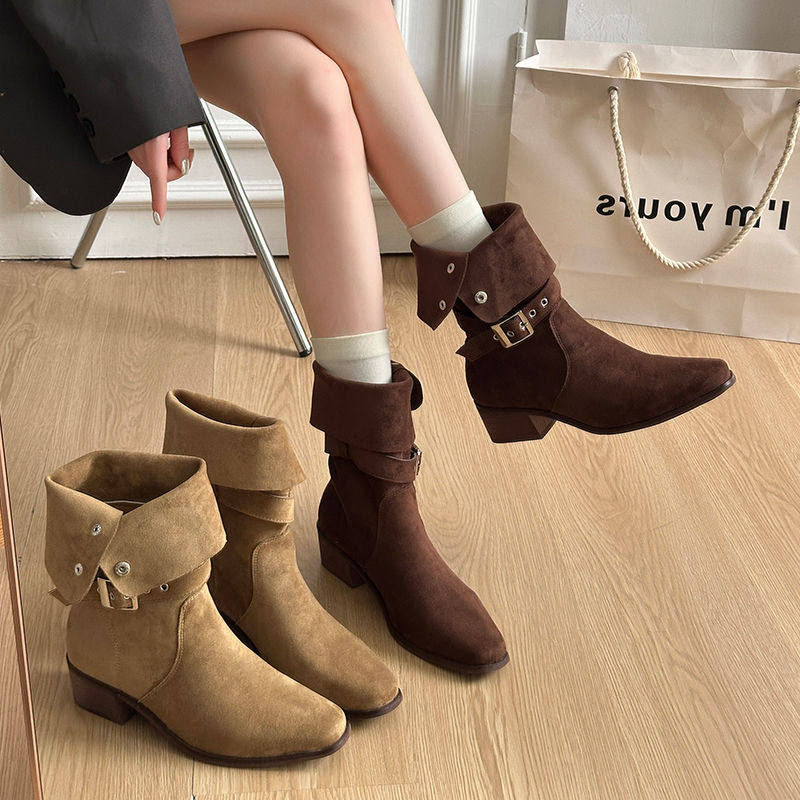 巨好看高跟粗跟两穿短靴女2025秋冬新款中筒靴爆款堆堆靴子马丁靴,女鞋,时装靴,淘宝优惠券,粉丝福利购,淘宝优惠卷