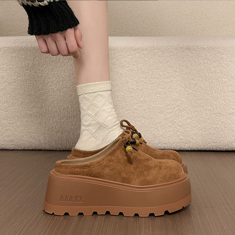 7CM厚底增高勃肯鞋包头半拖鞋女外穿2026新款春季一脚蹬懒人单鞋,女鞋,包头拖,淘宝优惠券,粉丝福利购,淘宝优惠卷