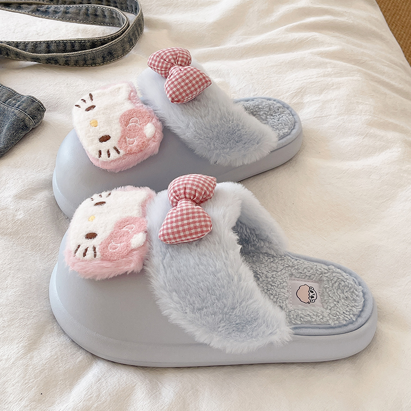 甜美可爱包头毛毛拖鞋女秋冬外穿