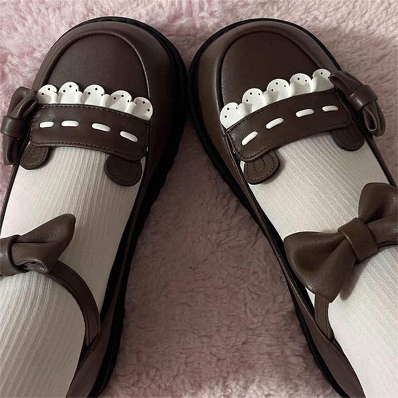 小皮鞋玛丽珍蝴蝶结大头软妹单鞋