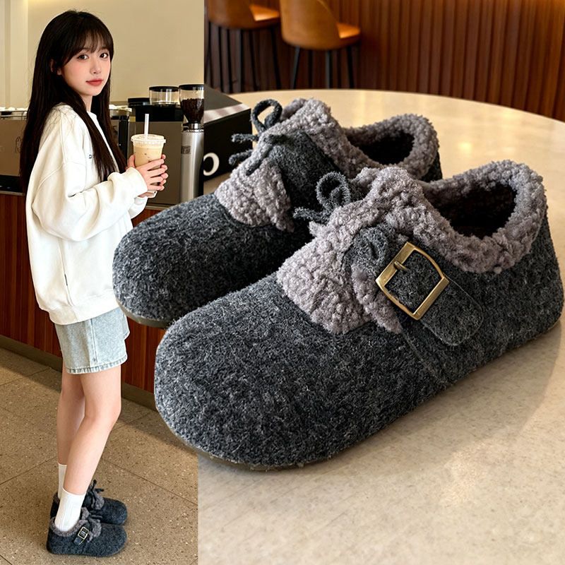 厚底增高灰色加绒勃肯鞋女2025秋冬新款毛呢鞋小个子保暖博肯棉鞋,女鞋,棉鞋,淘宝优惠券,粉丝福利购,淘宝优惠卷