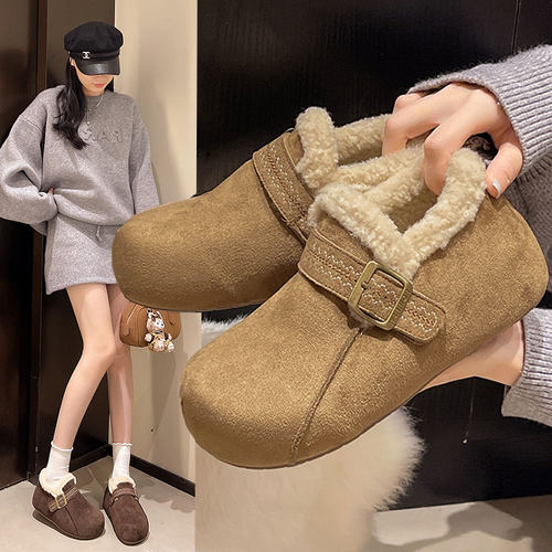 冬保暖毛毛鞋低帮雪地靴棉鞋