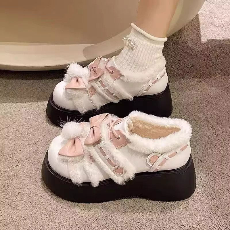 冬季加绒洛丽塔毛毛单鞋女2026日系软妹可爱软萌Lolita皮鞋雪地靴,女鞋,棉鞋,淘宝优惠券,粉丝福利购,淘宝优惠卷