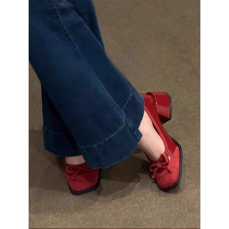 法式复古蝴蝶结粗跟高跟鞋女2025夏季新款芭蕾鞋小皮鞋玛丽珍单鞋,女鞋,浅口单鞋,淘宝优惠券,粉丝福利购,淘宝优惠卷