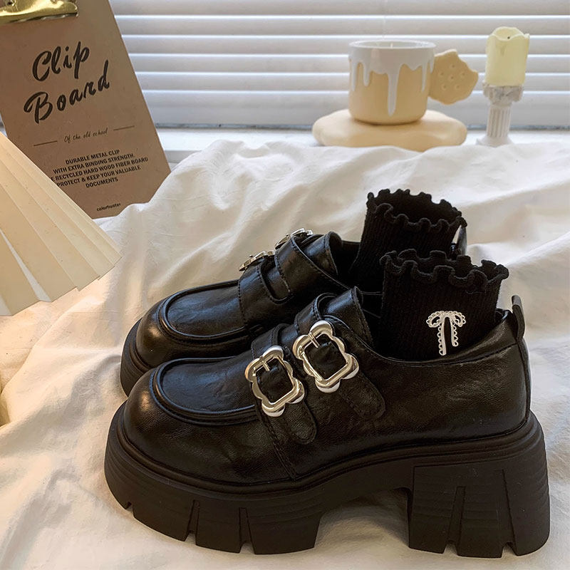 英伦风乐福鞋女2025春秋新款粗跟厚底复古时尚小个子玛丽珍小皮鞋,女鞋,深口单鞋,淘宝优惠券,粉丝福利购,淘宝优惠卷