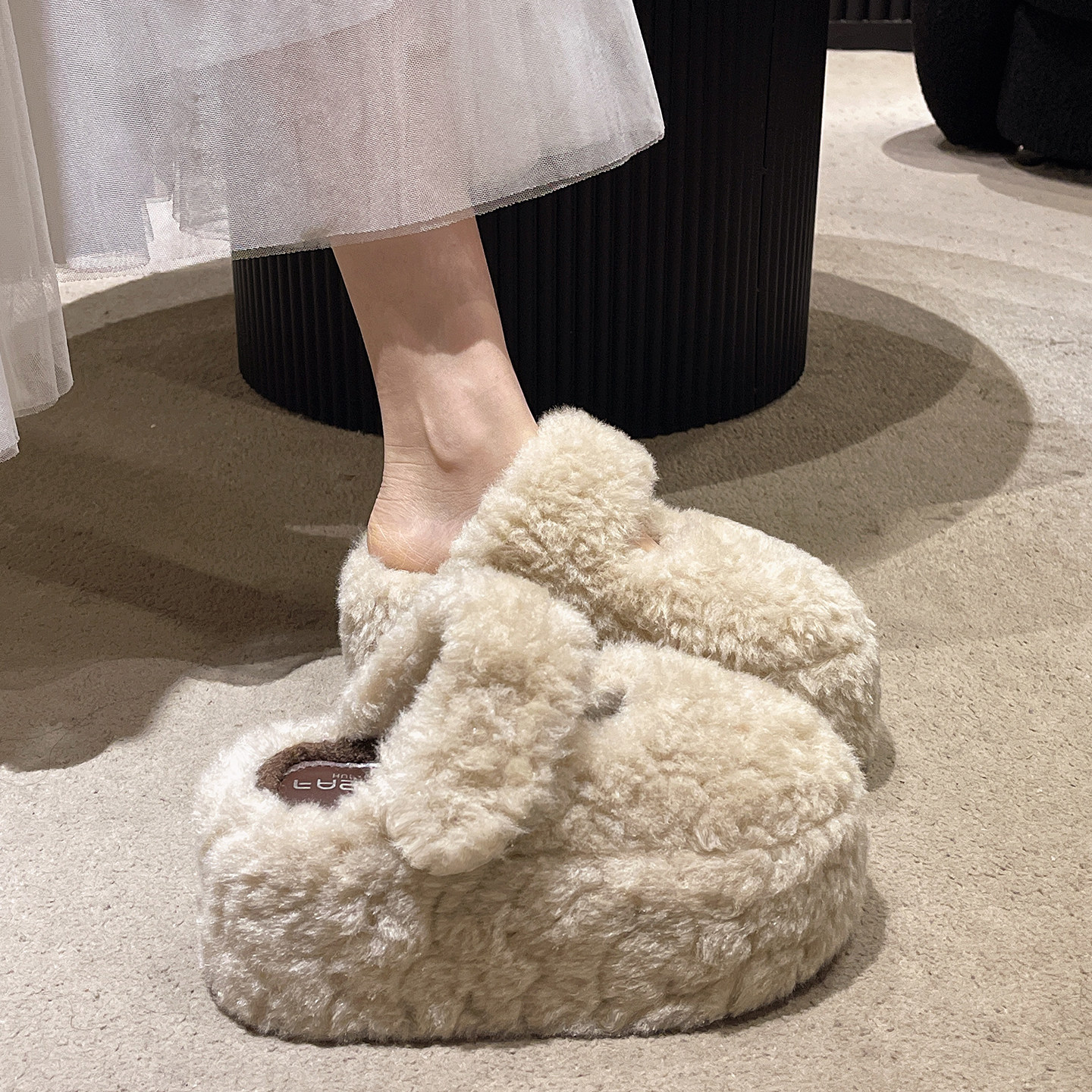 增高厚底毛毛拖鞋女外穿2025新款冬季加绒加厚保暖包头雪地棉拖鞋,女鞋,毛毛鞋,淘宝优惠券,粉丝福利购,淘宝优惠卷