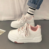 女2024年春季 新款 百搭小众厚底学生板鞋 港风街拍小白鞋 运动休闲鞋