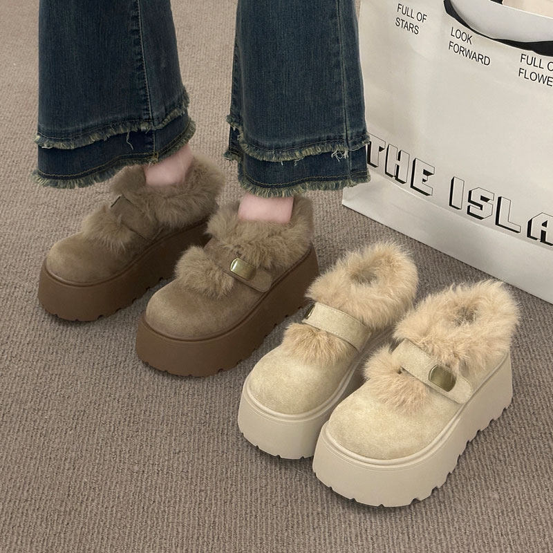 加绒保暖厚底毛毛鞋女外穿2025新款防滑小个子增高勃肯棉鞋半拖鞋,女鞋,棉鞋,淘宝优惠券,粉丝福利购,淘宝优惠卷