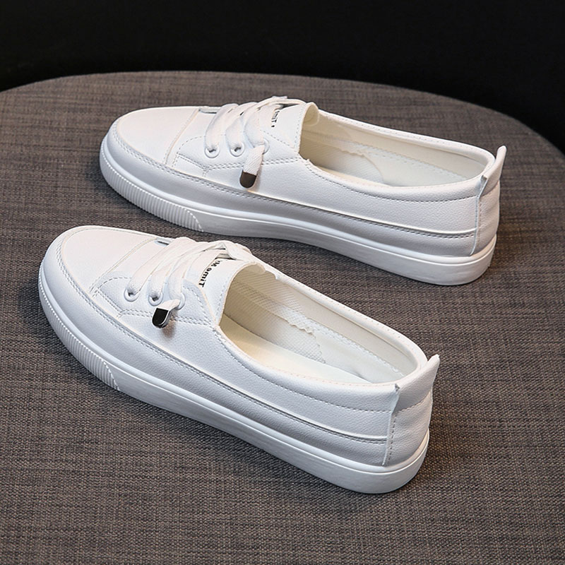 小白鞋女夏季透气浅口一脚蹬单鞋