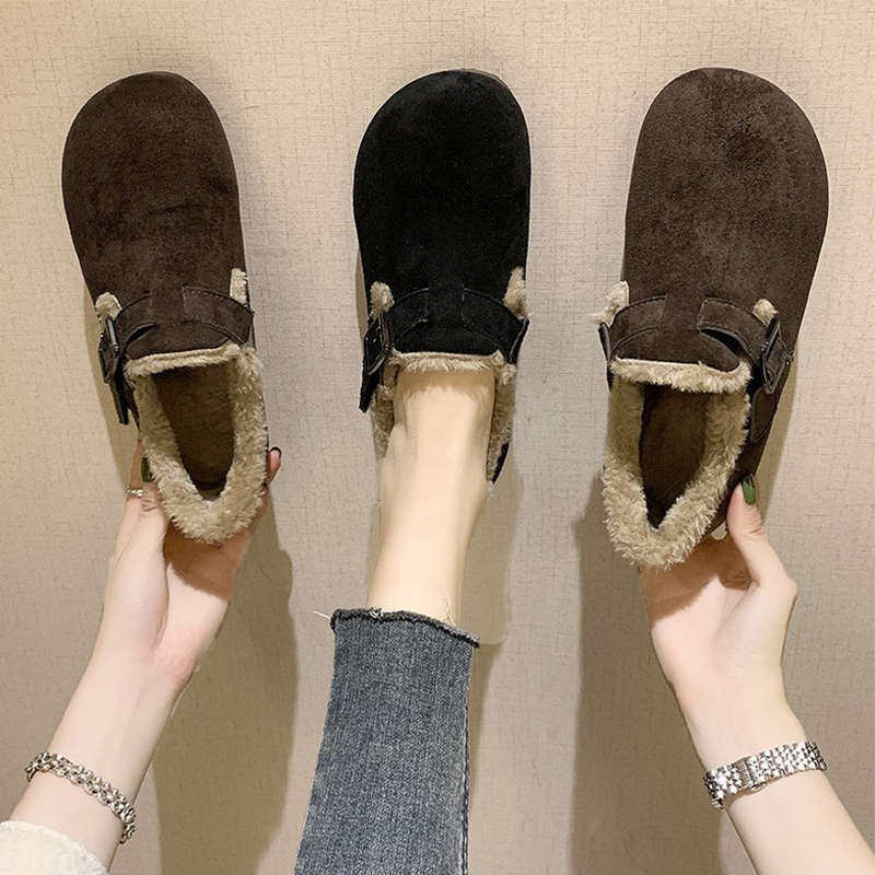 网红毛毛鞋女款外穿2024年冬季新款加绒加厚一脚蹬豆豆鞋保暖棉鞋,女鞋,棉鞋,淘宝优惠券,粉丝福利购,淘宝优惠卷