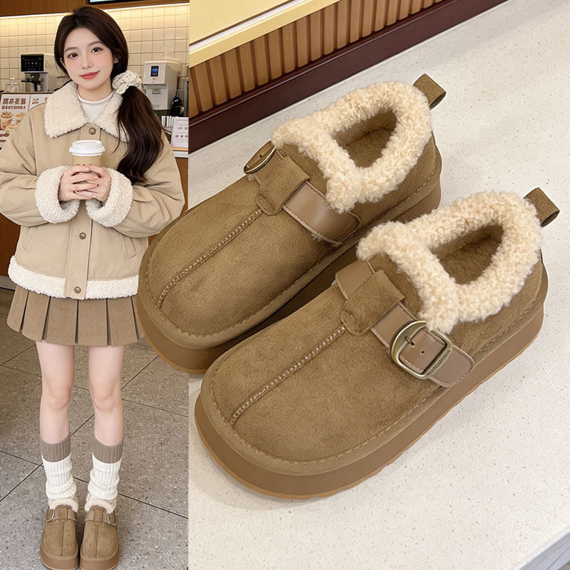 厚底全包勃肯雪地靴女款2025冬季新款加绒加厚毛毛一脚蹬保暖棉鞋,女鞋,勃肯鞋/软木鞋,淘宝优惠券,粉丝福利购,淘宝优惠卷