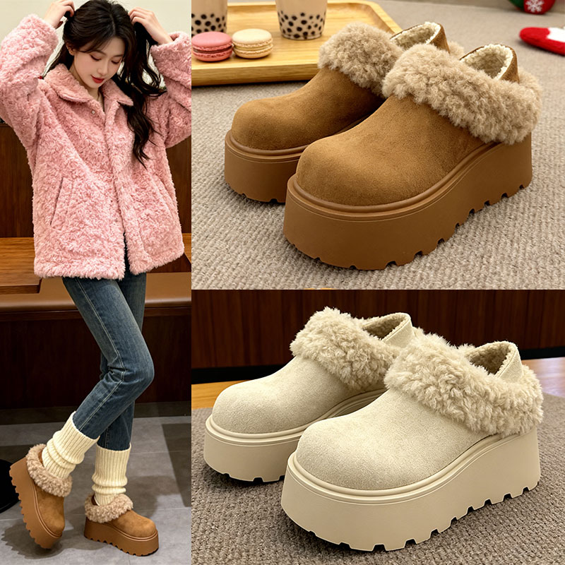 厚底增高加绒全包勃肯鞋两穿棉鞋