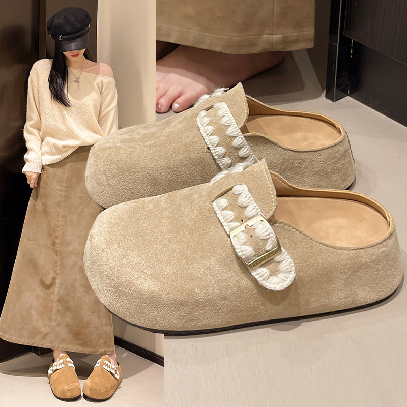 厚底内增高包头拖鞋女外穿2026春季新款一脚蹬网红法式勃肯鞋半拖