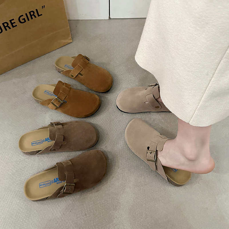 网红超火勃肯鞋女ins潮2026春季新款平底包头半拖鞋一脚蹬懒人鞋