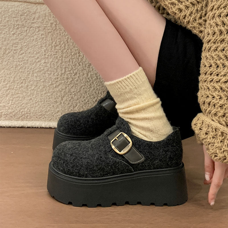 厚底增高灰色毛呢加绒全包勃肯鞋女2026春秋季新款复古一脚蹬棉鞋,女鞋,勃肯鞋/软木鞋,淘宝优惠券,粉丝福利购,淘宝优惠卷