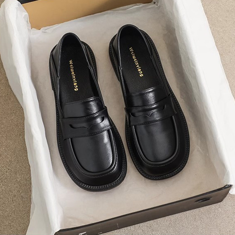 英伦风jk小皮鞋女2025新款秋季黑色平底单鞋一脚蹬乐福鞋豆豆鞋女,女鞋,乐福鞋（豆豆鞋）,淘宝优惠券,粉丝福利购,淘宝优惠卷