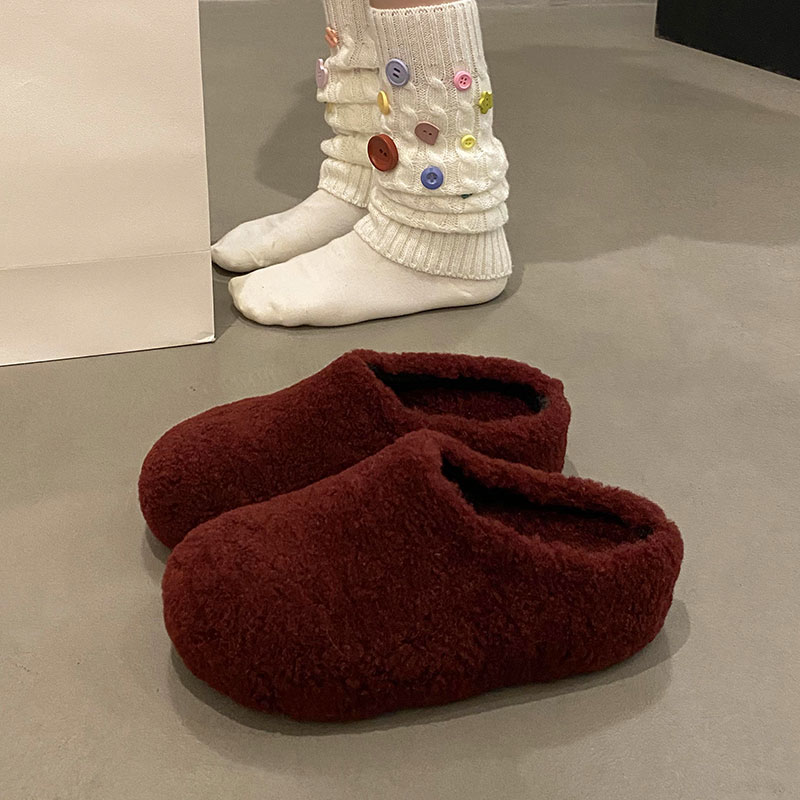 厚底百搭一脚蹬勃肯鞋毛毛鞋女