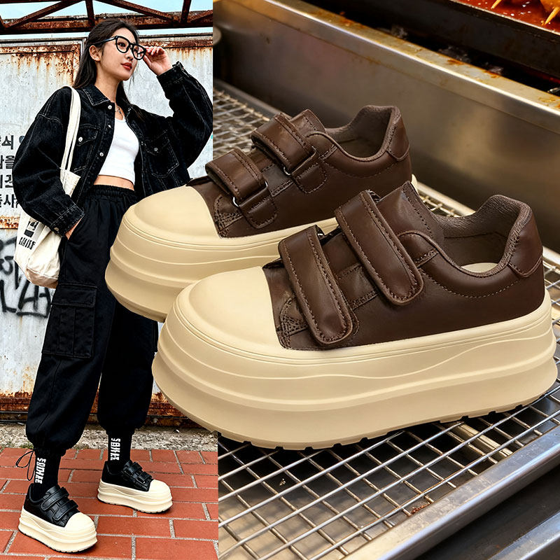 欧货娃娃头厚底面包鞋女2025秋季新款魔术贴松糕底小白鞋休闲鞋潮,女鞋,时尚休闲鞋,淘宝优惠券,粉丝福利购,淘宝优惠卷