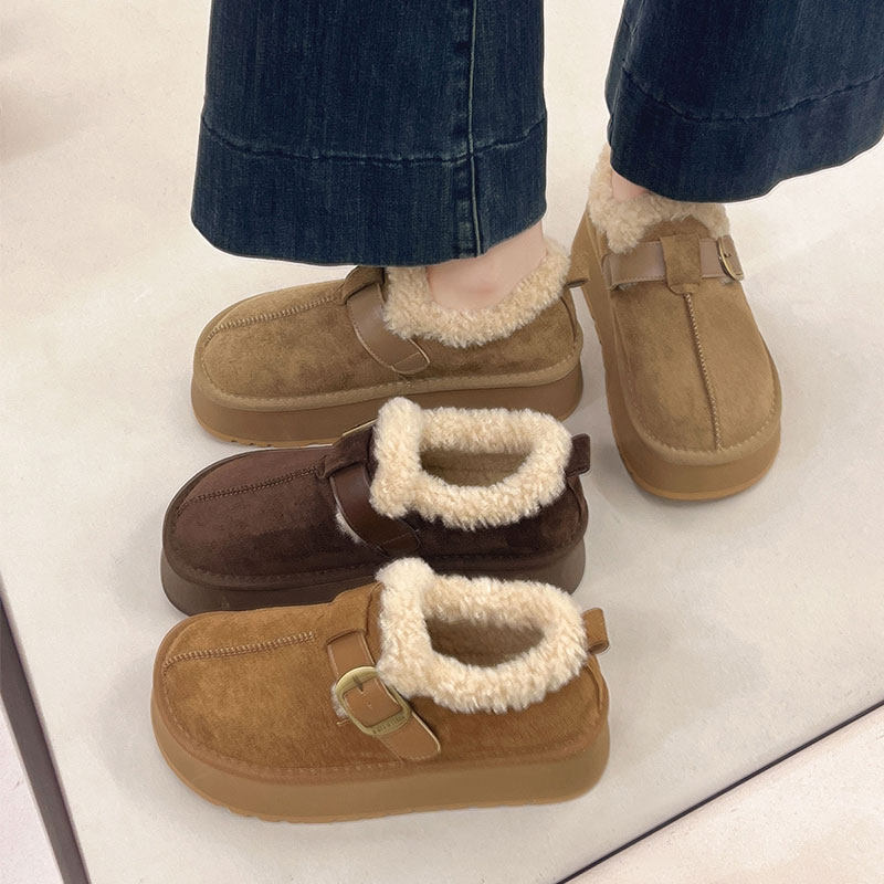 厚底增高全包加绒勃肯鞋女2025秋冬一脚蹬毛毛棉鞋保暖加厚雪地靴,女鞋,棉鞋,淘宝优惠券,粉丝福利购,淘宝优惠卷