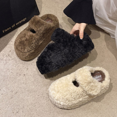 秋冬高级感毛绒包头棉拖鞋女棉鞋