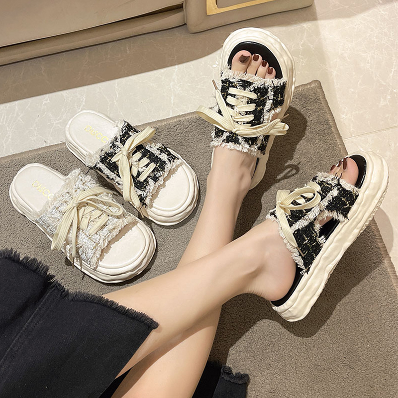 网红百搭溶解底厚底沙滩凉拖鞋