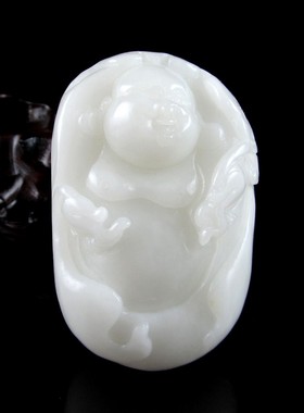 钱塘邮社   和田玉白玉   弥勒佛把件